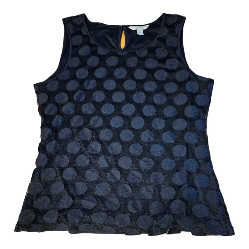 Laura Ashley Dark Blue Medium Polka Dot Sleeveless Shirt